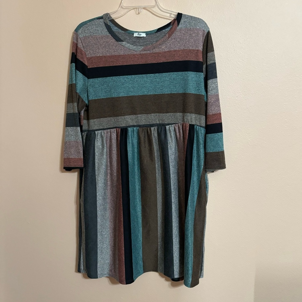 EGY large colorful striped dress long sleeve
